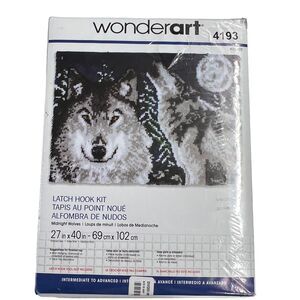 New Wonderart Latch‎ Hook Kit 27"X40" Midnight Wolves Sealed Factory Sealed
